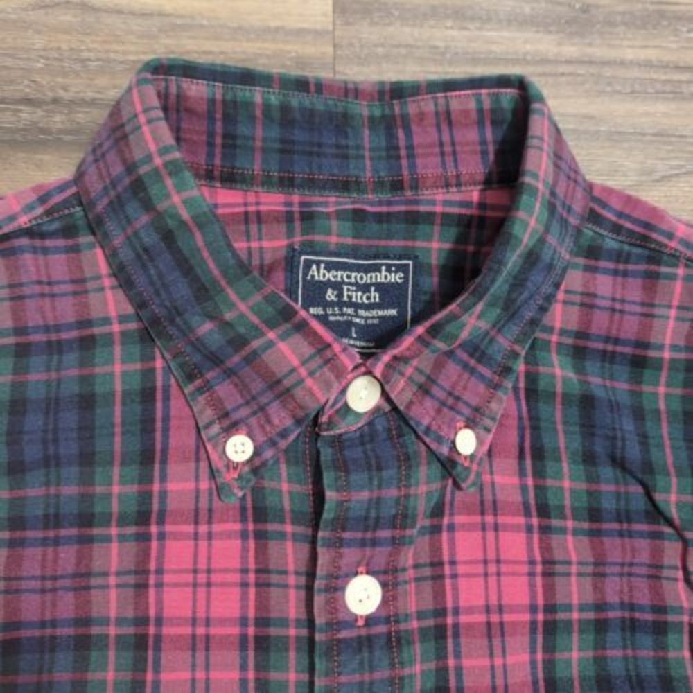 Abercrombie & Fitch Vietnam Christmas Color mens L long sleeve buttoned down 10M